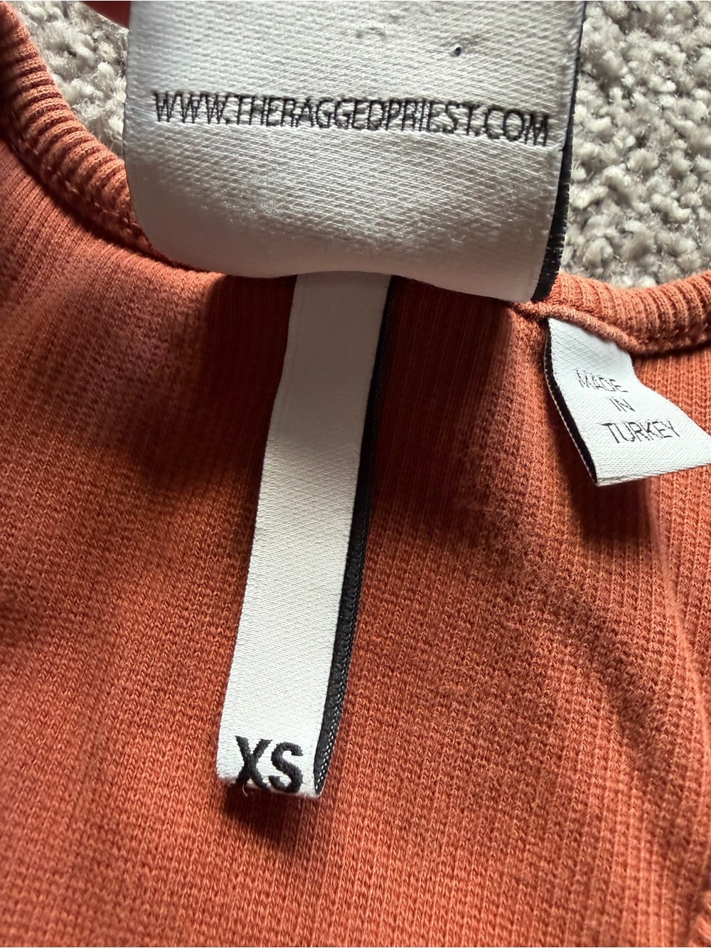 The Ragged Priest Rust Ribbed Cropped Tank with Pink Logo - Picture 3 of 6